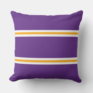 Royal Purple Yellow White Summer Racing Stripes Cushion