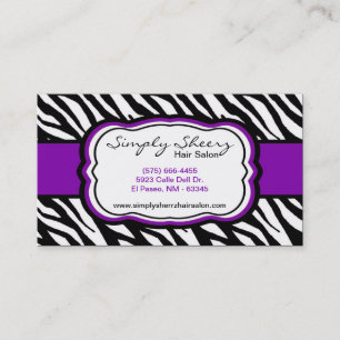 Royal Purple Zebra Print Hair Salon Business Card