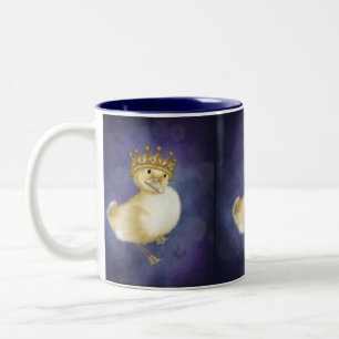 Royal Quackery: Yellow Duckling with Gold Crown Two-Tone Coffee Mug