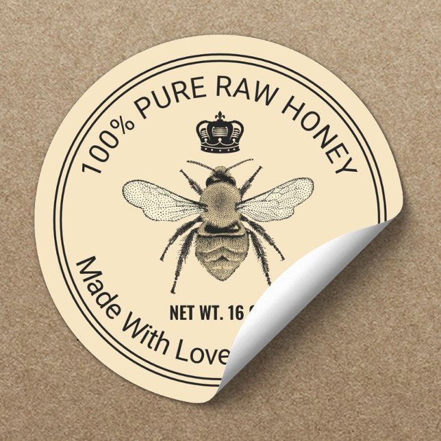 Royal Queen Bee Apiary Beekeeper Beehive Honey Jar Classic Round Sticker (Creator Uploaded)