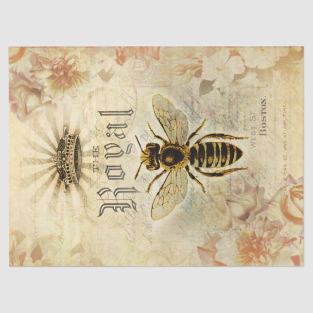 Royal Queen Bee Ephemera Decoupage Tissue Paper (Front)