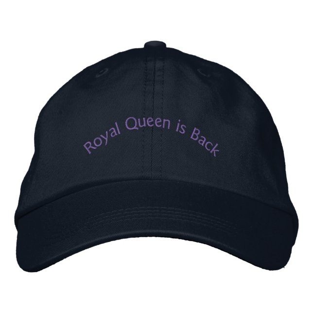 Royal Queen is Back Text Women Beautiful Navy-Hat Embroidered Hat (Front)