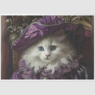 Royal Queen White Cat Decoupage Tissue Paper