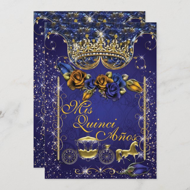 Royal Quinceañera and Sweet 16 Party Invitations (Front/Back)