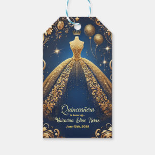 Royal Quinceañera Gold and Navy Princess Theme Gift Tags