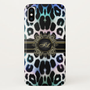 Royal Rainbow Leopard Personalised iPhone X Case
