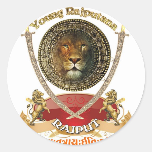 ROYAL RAJPUT RAJASTHAN CLASSIC ROUND STICKER (Front)