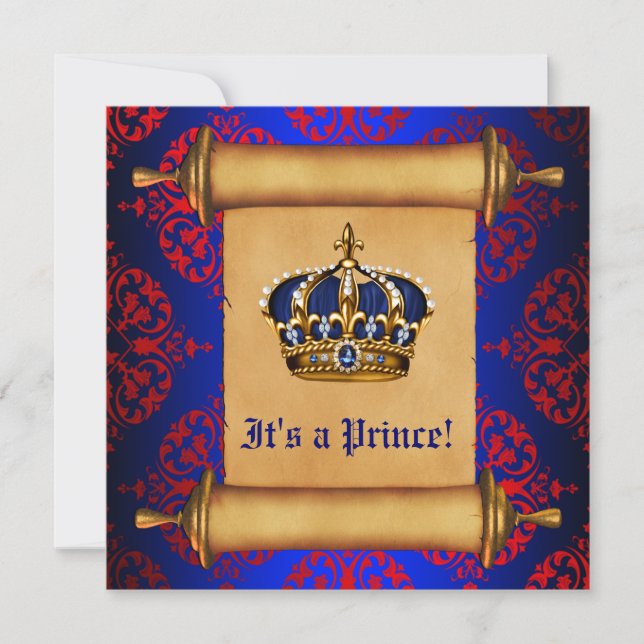 Royal Red and Blue Prince Baby Shower Invitation (Front)