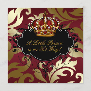 Royal Red and Gold Prince Baby Boy Shower Invitation