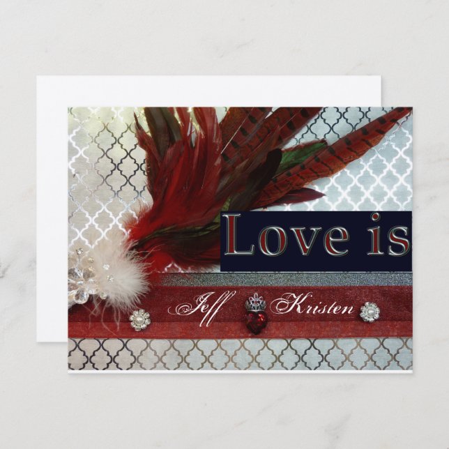 Royal Red and Silver Wedding Invitation (Front/Back)