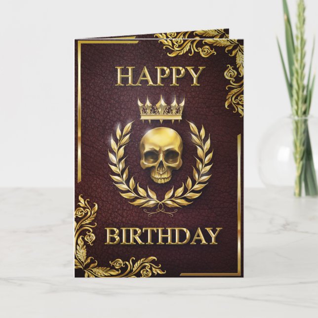 Royal Red & Gold King of the Dead Birthday Card (Front)