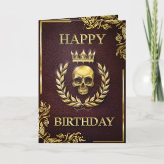 Royal Red & Gold King of the Dead Birthday Card