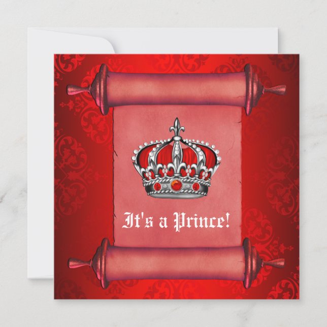 Royal Red Prince Baby Shower Invitation (Front)