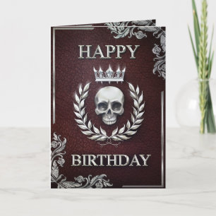Royal Red & Silver King of the Dead Birthday Card