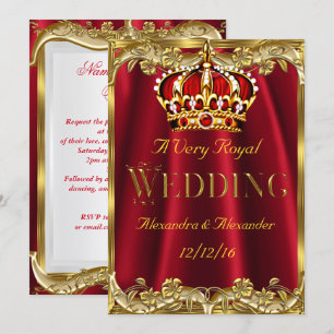 Royal Red Wedding Gold Crown Invitation