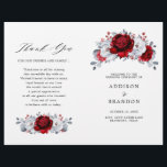 Royal Red White Silver Floral Wedding Program<br><div class="desc">Elegant royal red white silver theme wedding program featuring elegant bouquet of royal ruby red,  crimson,  silver,  pure white colour rose flowers buds and eucalyptus leaves. Please contact me for any help in customisation or if you need any other product with this design.</div>