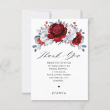 Royal Red White Silver Metallic  Bridal Shower
