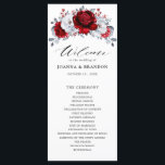 Royal Red White Silver Metallic Floral Wedding Programme<br><div class="desc">Elegant royal red white silver theme wedding program featuring elegant bouquet of royal ruby red,  crimson,  silver,  pure white colour rose flowers buds and eucalyptus leaves. Please contact me for any help in customisation or if you need any other product with this design.</div>