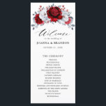 Royal Red White Silver Metallic Floral Wedding Programme<br><div class="desc">Elegant royal red white silver theme wedding program featuring elegant bouquet of royal ruby red,  crimson,  silver,  pure white colour rose flowers buds and eucalyptus leaves. Please contact me for any help in customisation or if you need any other product with this design.</div>