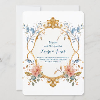 Royal Regal Elegance Floral Golden Ornate Wedding Invitation
