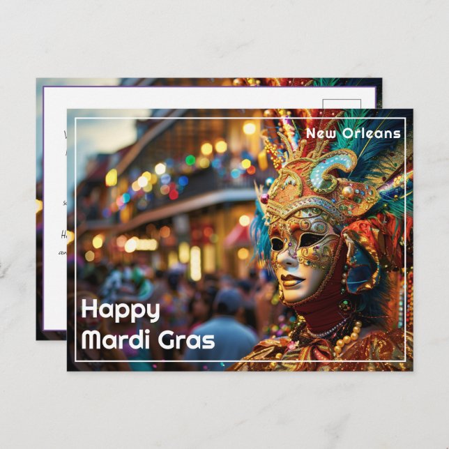 💚💜💛Royal Regalia: Mardi Gras Extravaganza Postcard (Front/Back)