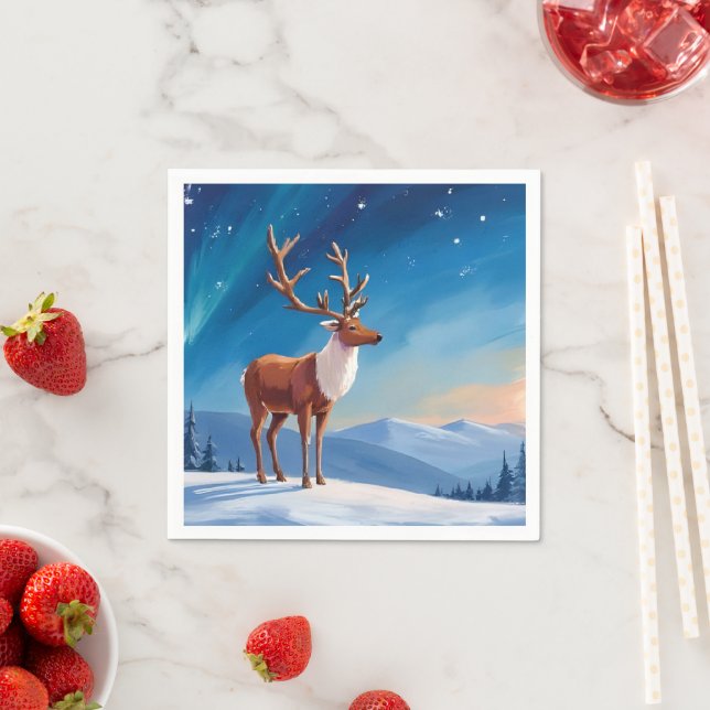 Royal Reindeer | Happy Holidays Merry Christmas  Napkin (Insitu)