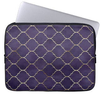 Royal Rhythms: Purple Andalusian Moroccan Geometry Laptop Sleeve