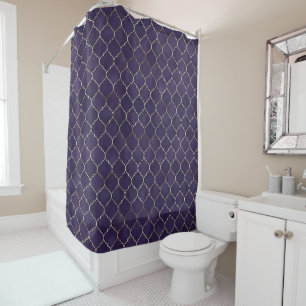 Royal Rhythms: Purple Andalusian Moroccan Geometry Shower Curtain