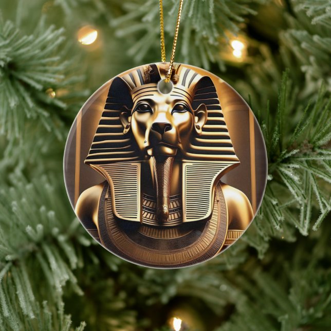 **"Royal Roar: The Golden Pharaoh Lion"** Ceramic Tree Decoration (Tree)