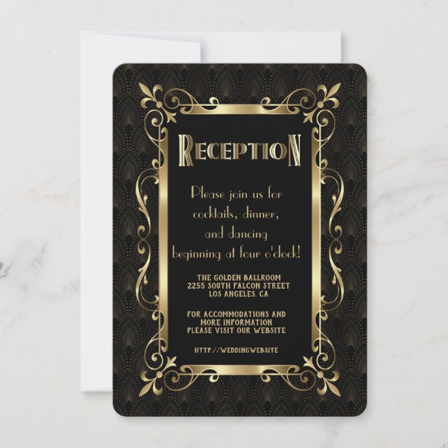 Royal Roaring 20s Gold Art Deco Reception Invitation (Front)