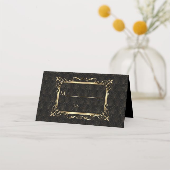 Royal Roaring 20s Gold Art Deco Wedding Place Card (Back)