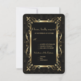 Royal Roaring 20s Gold Art Deco Wedding RSVP
