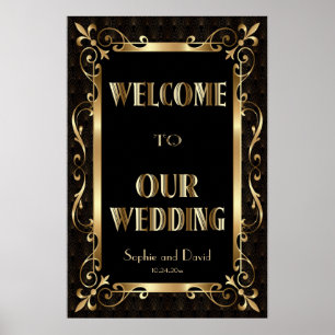 Royal Roaring 20s Gold Art Deco Welcome Sign
