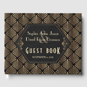 Royal Roaring 20's Gold Black Great Gatsby Wedding Guest Book