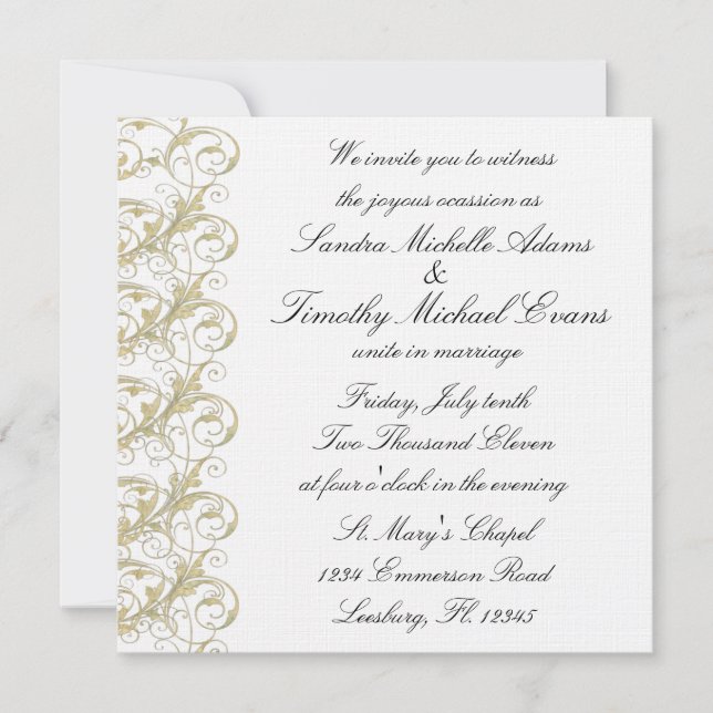 Royal Romance Gold/White Invitations (Front)