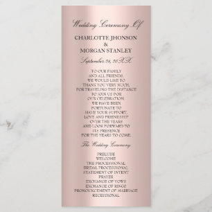 Royal Rose Blush Pink Minimalism Wedding Program Programme