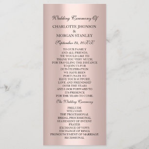 Royal Rose Blush Pink Minimalism Wedding Programme