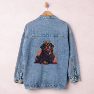 Royal Rottweiler Dog Queen Crown Denim Jacket