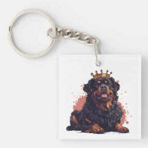 Royal Rottweiler Dog Queen Crown Key Ring
