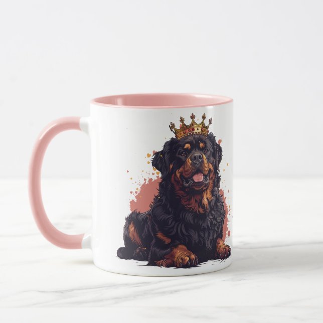 Royal Rottweiler Dog Queen Crown Mug (Left)