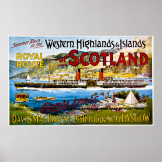Royal Route of Scotland Summer Tours Vintage Poster