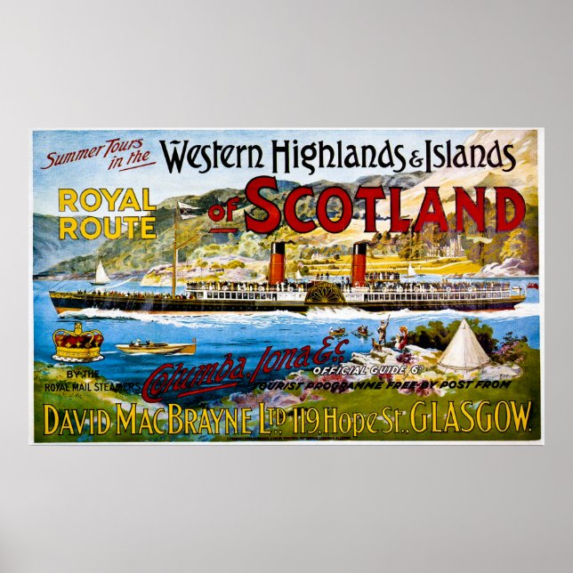 Royal Route of Scotland  Summer Tours Vintage Poster (Front)