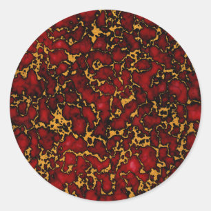 Royal Ruby Red and Gold Marble Texture Design Classic Round Sticker
