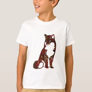 Royal Ruby Red and Gold Marble Texture on fox T-Shirt