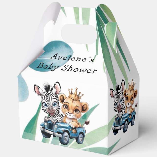 Royal Safari Ride Boy Baby Shower Gift Favour Box (Back)