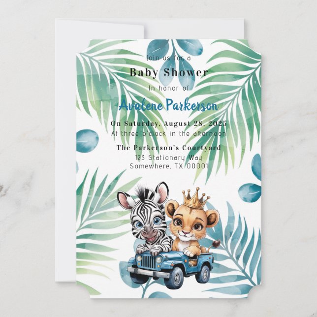 Royal Safari Ride Boy Baby Shower Invitation (Front)