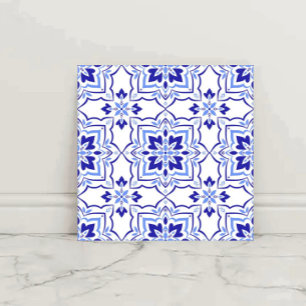 Royal Sapphire Elegant Blue Floral Mosaic Tile