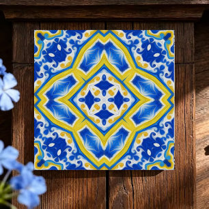 Royal Sapphire Luxurious Blue and Gold Geometric Tile