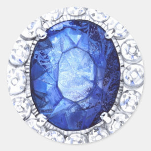 Royal Sapphire Original  Watercolor Classic Round Sticker