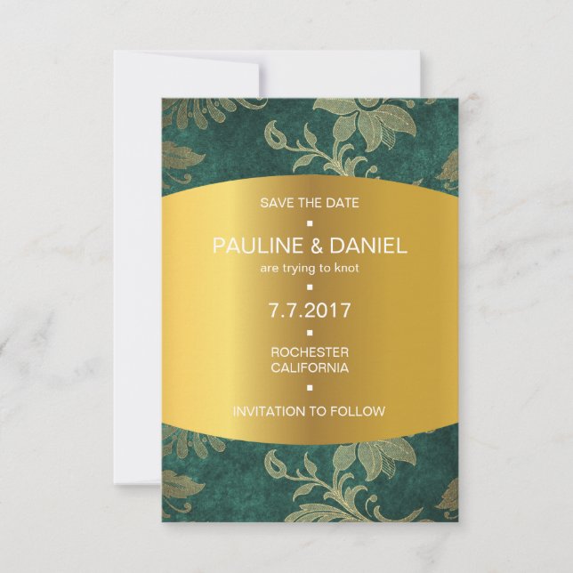 Royal Save The Date Golden Green Velvet Vip (Front)